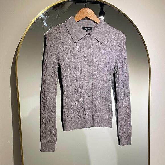 Grey Cable Knit Cardigan M - Picture 3 of 5